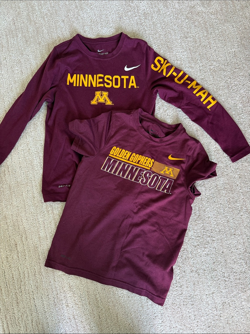 Nike Kids Maroon Minnesota Golden Gophers Long & Short Sleeve Tees
